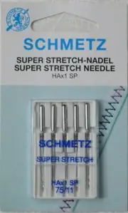 Schmetz Sewing Machine Needles, SUPER STRETCH Size 75/11, Pack of 5 Needles