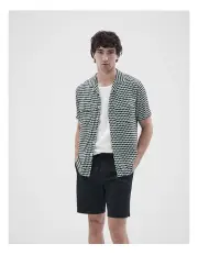 [Unison] Geo Resort Short Sleeve Shirt in Navy