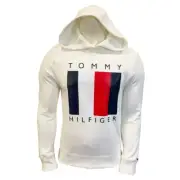 NWT TOMMY HILFIGER AUTHENTIC MEN'S CREAM HOODIE LONG SLEEVE SWEATSHIRT SIZE M