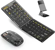 Wireless Keyboard and Mouse Combo,Foldable Keyboard and Mouse for iPad,Transparent Bluetooth iPad Keyboard, Compatible with iOS, Windows, Android, Smartphones, Laptops, etc.