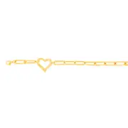 9ct Yellow Gold Open Heart Paperclip 19.7cm Bracelet
