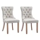 AADEN 2X Modern Button-Tufted Upholstered Linen Fabric Dining Chairs with Studs