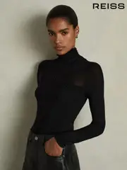 Reiss Black Serena Seamed Roll-Neck Top (AD1058) | $240
