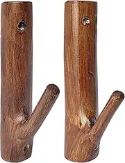 Fireaner Gun Rack Wall Mount,Natural Hardwood Gun Rack, Handmade Gun Hooks for Wall with Pre Drilled Holes and Hardware Bow Horizontal Hanger Archery for Storage Display Home (2)