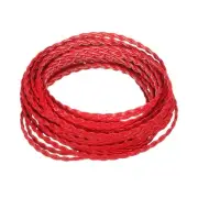 Braided Leather Cord, 5.5 Yards 5mm Flat Craft Leather String, Bright Red