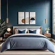 Premium Ranforce Double Quilt Cover (200 x 200 cm), 100% Cotton, Blue, Button Closure, 145 Thread Count | Machine Washable at 30°C, Soft & Durable