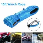 6MM x 15M Dyneema Winch Marine Rope Synthetic strap 4WD Boat Recovery Quad Blue