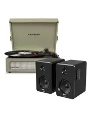 [Crosley] Voyager Bluetooth Portable Turntable + Bundled Majority D40 Bluetooth Speakers in Sage