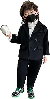 [Kromoc] Boys' 2-Piece Double Breasted Buttons Tuxedos (Suit Jacket + Pants) for Formal Casual Dinner