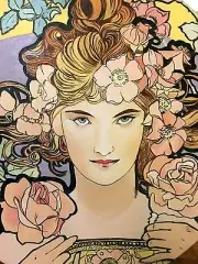 Poster Girl Portrait Flower Alphonse Mucha Tile Mural Kitchen Backsplash Ceramic