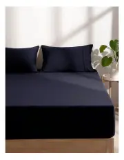 [Dreamaker] Superfine Washed Microfibre Combo Fitted Sheet Set in Navy