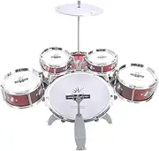 Upgraded Kid Drum Set with Stool, Early Education Jazz Drum Set with 5 Drums, Percussion Musical Instruments Toy for 3 4 5 6 7 8 9 Boys Girls, Toddler Drum Set Toy