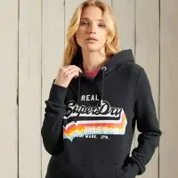 在飛比找Yahoo奇摩購物中心優惠-SUPERDRY 女裝 長袖 帽T VL 海軍藍