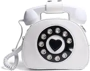 [Ynport] Women Phone Shaped Purse Rotary Pink Telephone Shoulder Handbag Retro Crossbody Bags for Girls