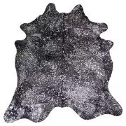 Devore Metallic Silver on Black cowhide rug