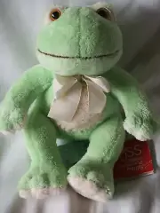 Vintage Russ Baby Plush Frog Paddles 9” Mint Green with Tags
