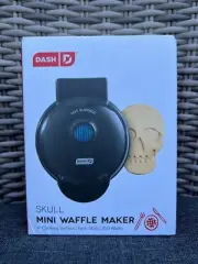 DASH Skull Shape Mini Waffle Maker Non-Stick Black Halloween 4” Cooking Surface