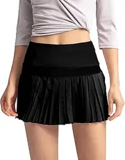 [FEOYA] Women Mini Pleated Tennis Skirt Short Golf Skort High Waisted A-Line Skirts with Shorts Pockets
