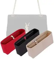 LinerLink Bag Organizer for YSL Jamie Medium Bag (24L x 15.5H x 6.5D cm)|Handmade Bag Organizer|Custom Bag Insert|2mm Felt Bag Liner|Women Handbag Bag Shaper (Brown, Style B: Side Zipper)