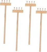 4pcs Mini Wood Rake Sand Rake Sandbox Rake Mini Rake Crafts Mini Sand Table Rake Garden Sand Tools Sandbox Miniature Rakes Miniature Garden Tools Table Mini Rakes Khaki