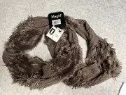 MAGID Taupe Brown Soft Faux Fur Infinity Circle Knit Scarf Shawl One Size NEW