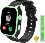 4G Safe Smart Watch Phone for Kids with GPS Tracker Whatsapp 1.83" Large Touch Screen WiFi, Call, Voice Video Chat, SOS, Bluetooth, Alarm, Pedometer, Music, Camera Smartwatch for Age 4-15 Gift Green
