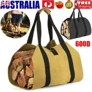 Firewood Log Carrier Canvas Durable Firepalce Wood Bag w/Reinforce Cotton Straps