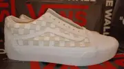 VANS Old Skool Platform Woven Leather Blanc de Blanc Men's 9 - VN0A5KX99GY