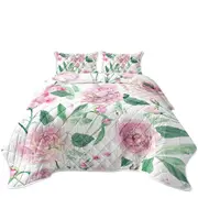 Delicate Pink Flowers Coverlet