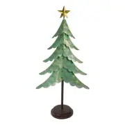 Northlight 33" Rustic Green Gold Layered Christmas Tree a Star Tabletop Decor