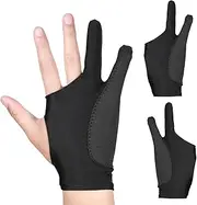 2 Pcs Digital Drawing Glove, 3-Layer Palm Rejection with Two-Finger Right and Left Hand Artist Glove for Drawing Graphics Monitor Tablet Paper Sketching(M)