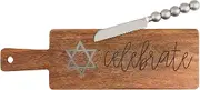 Mud Pie Challah Set Serving, Board 5" x 16" | Knife 8", Brown
