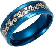 [VPbao] 8mm National Style Men's Ring Dragon Titanium Steel Wedding Band Jewellery