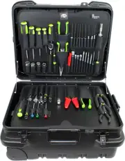 Military Ready Rolling Tool Case with Wheels - Heavy-Duty Black Tool Box, High-D