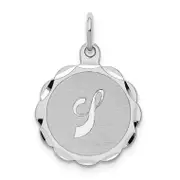 Sterling Silver Silver/Rhodium-Plated Brocaded Letter J Initial Pendant