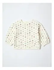 [Sprout] Floral Quilted Sweat Top in Bone