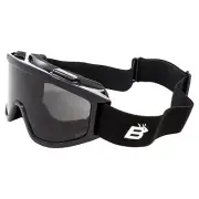 Birdz Vulture Padded Motorcycle Safety Goggles for Men Black Frame w/ Smoke