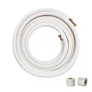 15240mm Mini Split Line Set, 9.5 & 15.9mm O.D Copper Pipes Tubing and Triple-Layer Insulation, for Mini Split Air Conditioning Refrigerant or Heating Pump Equipment & HVAC with Wrapping
