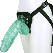 SAHOOSAFETY 26cm Strap-On Dildos, Penis Silicone Strap-On Dildo for Women with Strong Suction Cup Removable Anal Plug Masturbator Sex Toys for Women(Green)