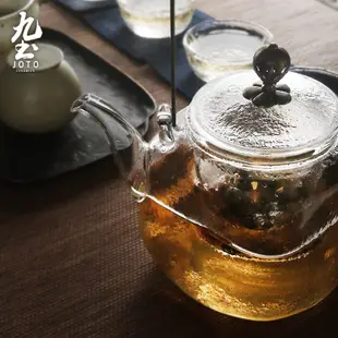 九土手工四方高硼矽錘紋玻璃壺手工茶壺茶壺茶具煮水壺泡茶茶壺燒水壺透明茶壺泡茶壺提樑壺玻璃煮茶壺耐熱玻璃茶壺CHR0561