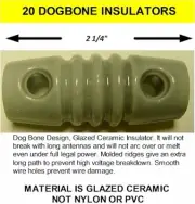 20 Ceramic Dogbone Insulators For Dipole Antenna, Inverted V Ham Radio Shortwave