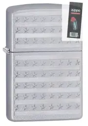 Zippo 49132 Stars & Bars Satin Chrome Auto Engrave Lighter + FLINT PACK