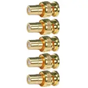 5 Pcs BNC Male to RCA Female Coax Coaxial Adapter Connector Converter CCTV Gold