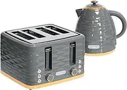 HOMCOM Kettle and Toaster Set, 3000W 1.7L Quick Boil Kettle and 4 Slice Toaster with 7 Browning Controls, Defrosting, Reheating and Crumb Tray
