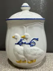 Rare Vintage & NIB! Earthenware Country Geese 8.5” Cookie Jar Made In Brazil