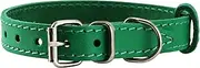 Genuine Leather Dog Collar for Smalles Dogs and Puppies 3 Sizes Green (Neck: 9.5"-12"; 5/8" Wide)