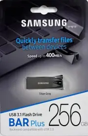 Samsung BAR Plus 256GB - 400MB/s USB 3.1 Flash Drive Titan Gray (MUF-256BE4/AM)