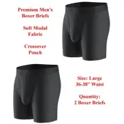Devon + Lang Mens Journey Boxer Brief LARGE Pouch Support Modal Underwear Black