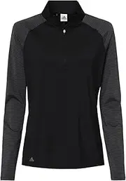 [adidas] Womens Stripe Block Quarter-Zip Pullover