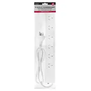 Power 6 Outlet Powerboard 1m Lead Extension Power Board Strip Cord/Socket White